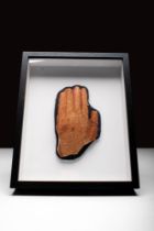 EGYPTIAN TERRACOTTA RELIEF HAND FRAGMENT