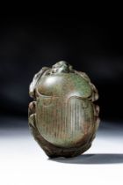 EGYPTIAN GREEN STONE HEART SCARAB