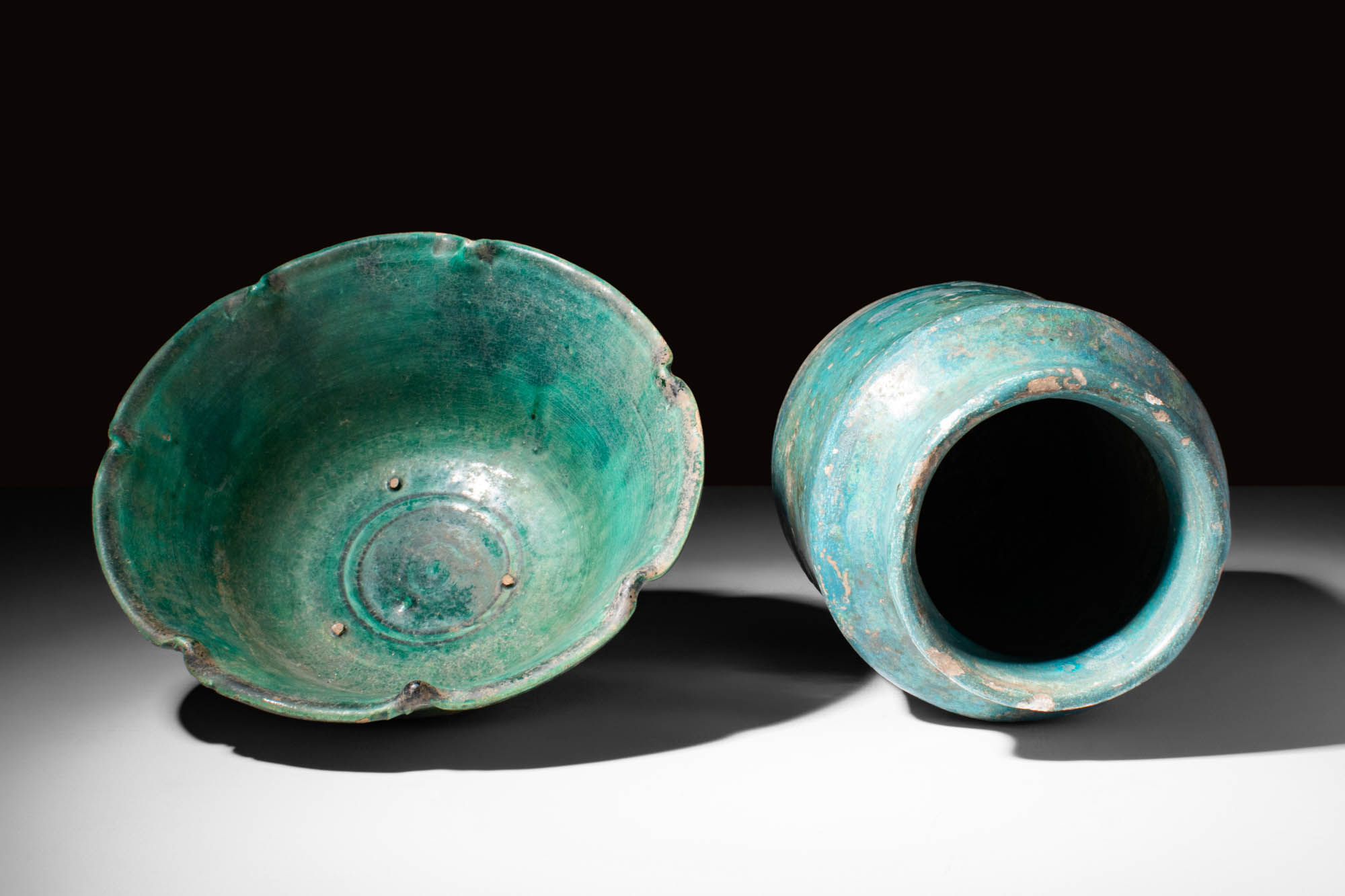 PAIR OF SELJUK GREEN GLAZED VESSELS - Image 2 of 5