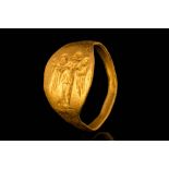 GREEK HELLENISTIC GOLD RING WITH NIKE