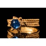 BYZANTINE GOLD RING WITH SAPPHIRE