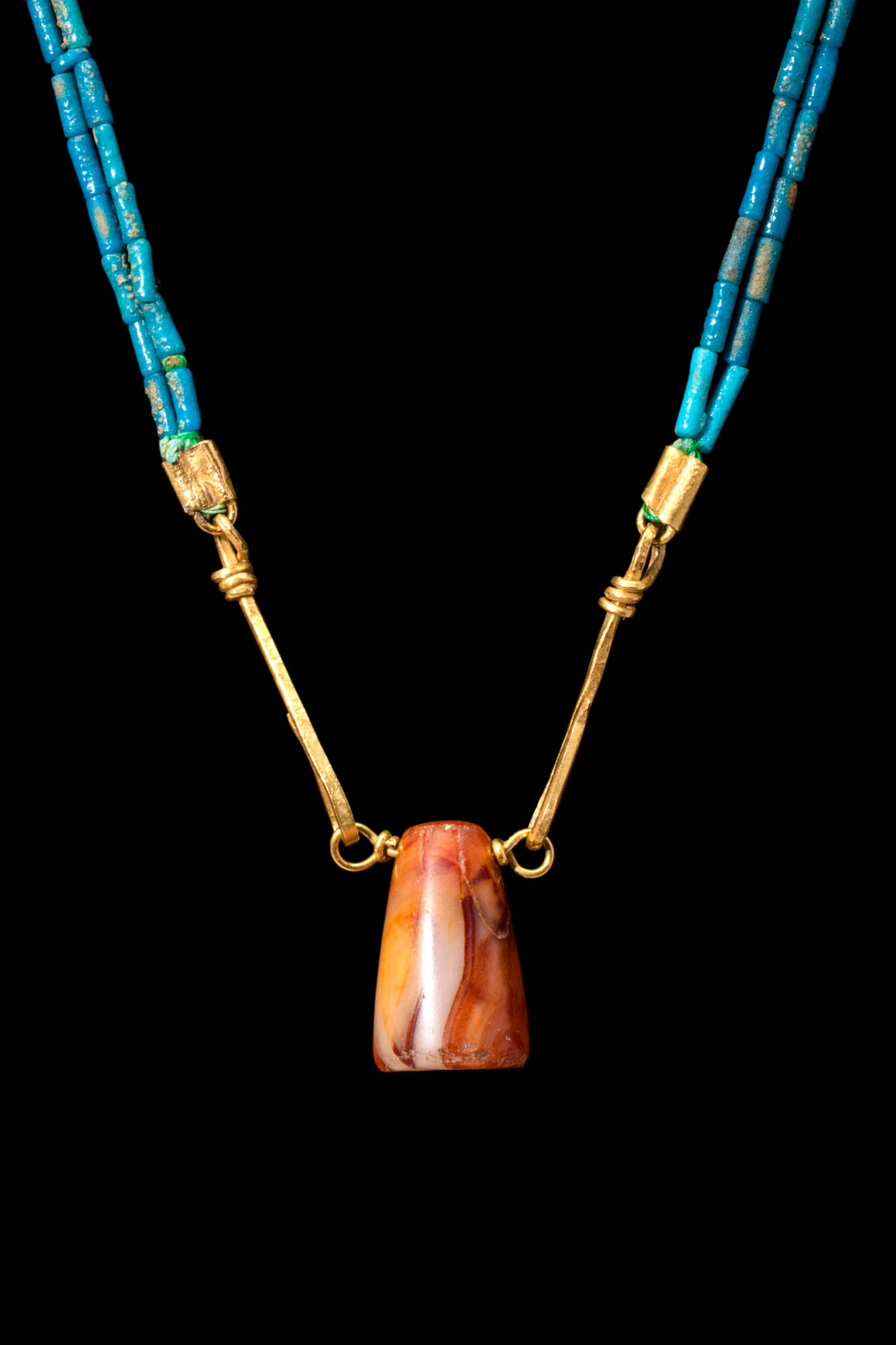 EGYPTIAN FAIENCE GOLD AND CARNELIAN NECKLACE - Image 5 of 5
