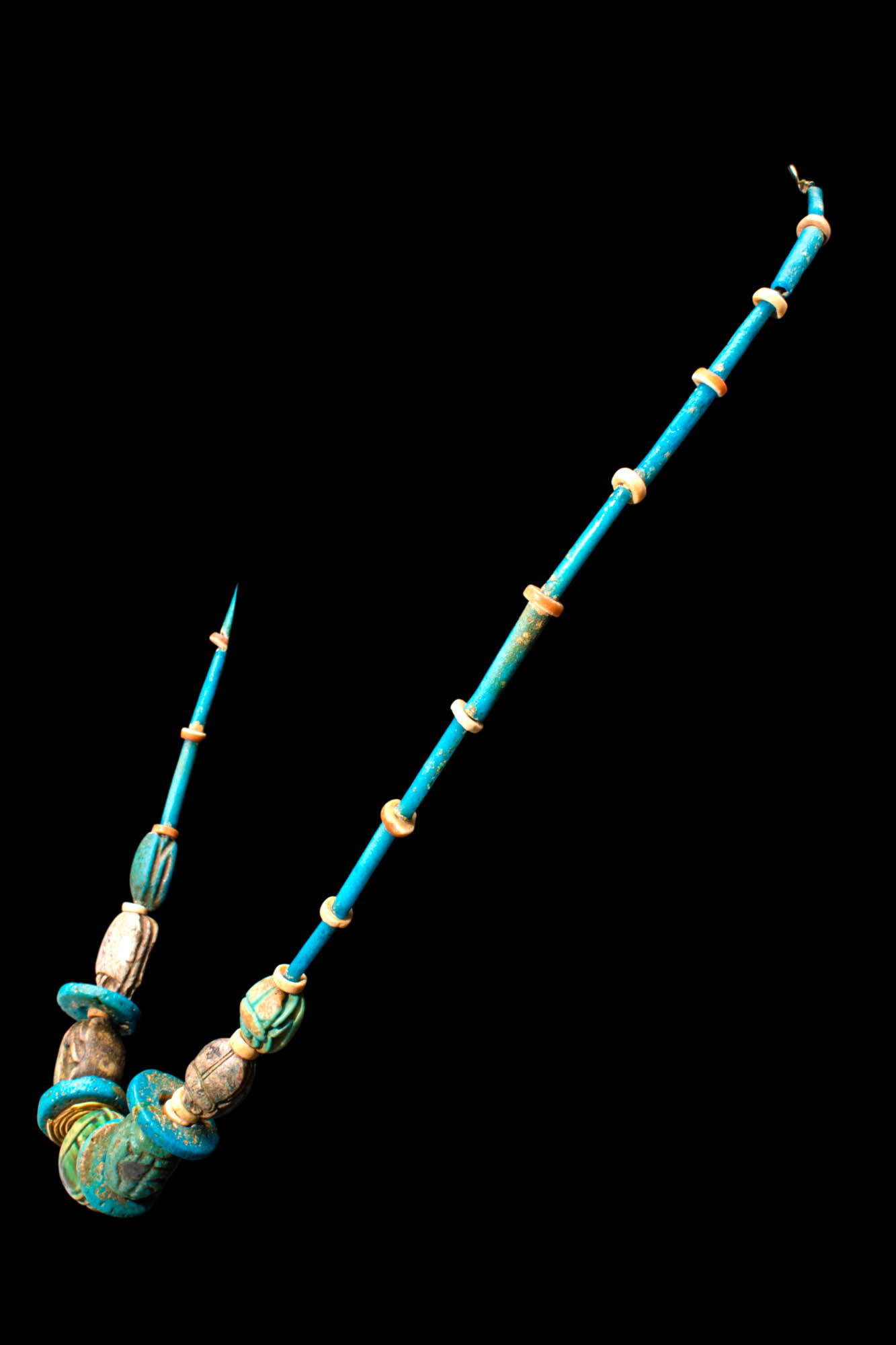EGYPTIAN FAIENCE NECKLACE WITH RARE SCARABS - Image 2 of 7