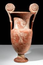 GREEK CANOSAN POTTERY VOLUTE KRATER DEPICTING THE LADY OF FASHION