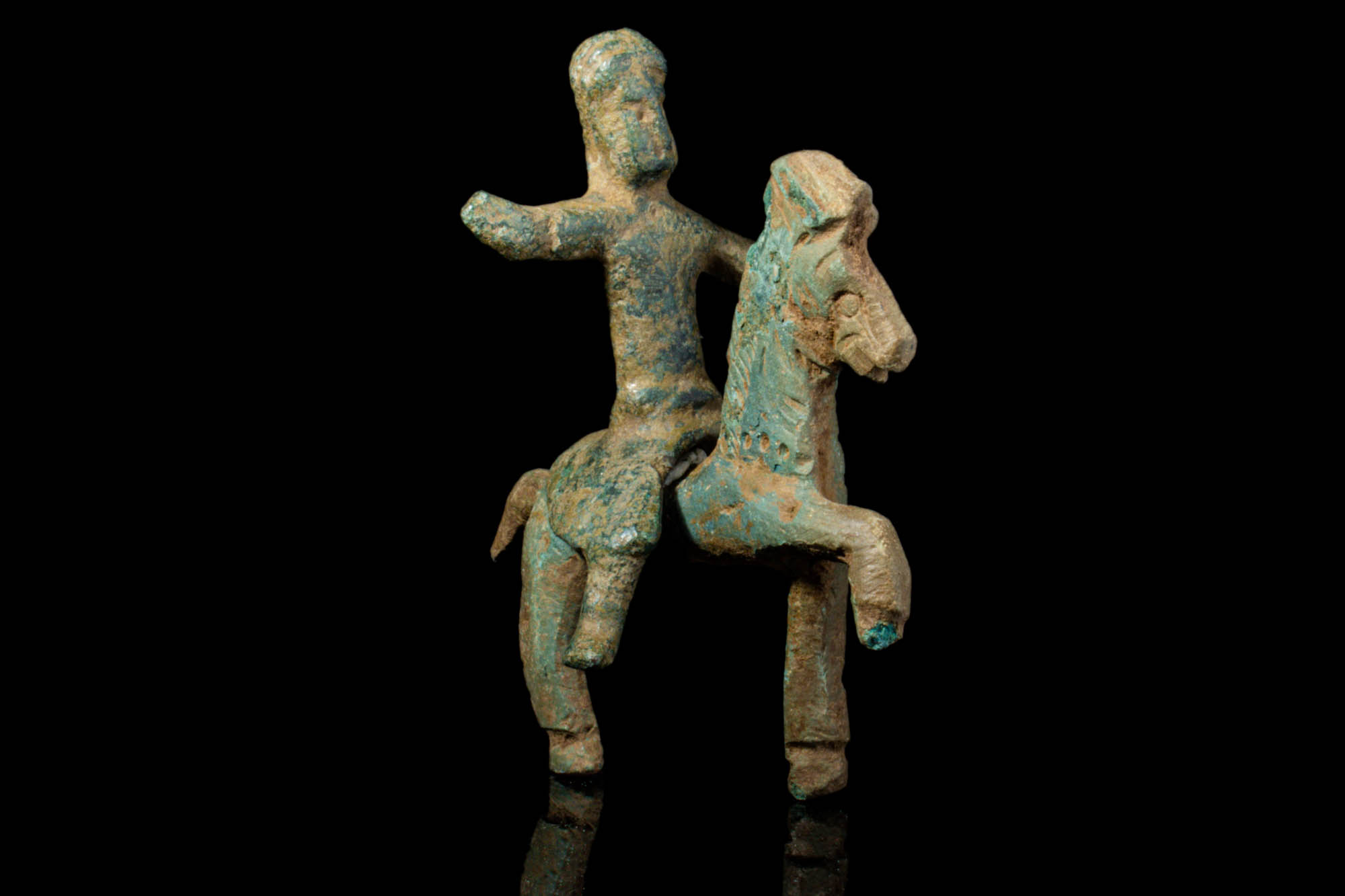 CELTIC BRONZE STATUETTES OF HORSE AND RIDER - Image 2 of 3