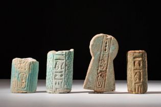 EGYPTIAN PALE GREEN FAIENCE AMULETS