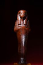 NEW KINGDOM EGYPTIAN TALL WOODEN USHABTI DEPICTING SETHI I