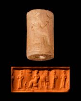 RARE OLD BABYLONIAN HARDSTONE CYLINDER SEAL- ORIGINAL LAMBERT REPORT