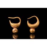 PAIR OF BACTRIAN GOLD EARRINGS