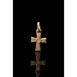 BYZANTINE BRONZE CROSS PENDANT REPRESENTING THE FIVE WOUNDS OF CHRIST