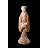 CHINESE HAN DYNASTY TERRACOTTA COURT LADY