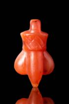 EGYPTIAN CARNELIAN PHALLUS/LOTUS PENDANT