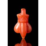 EGYPTIAN CARNELIAN PHALLUS/LOTUS PENDANT