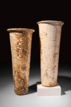 TWO TALL EGYPTIAN ALABASTER JARS