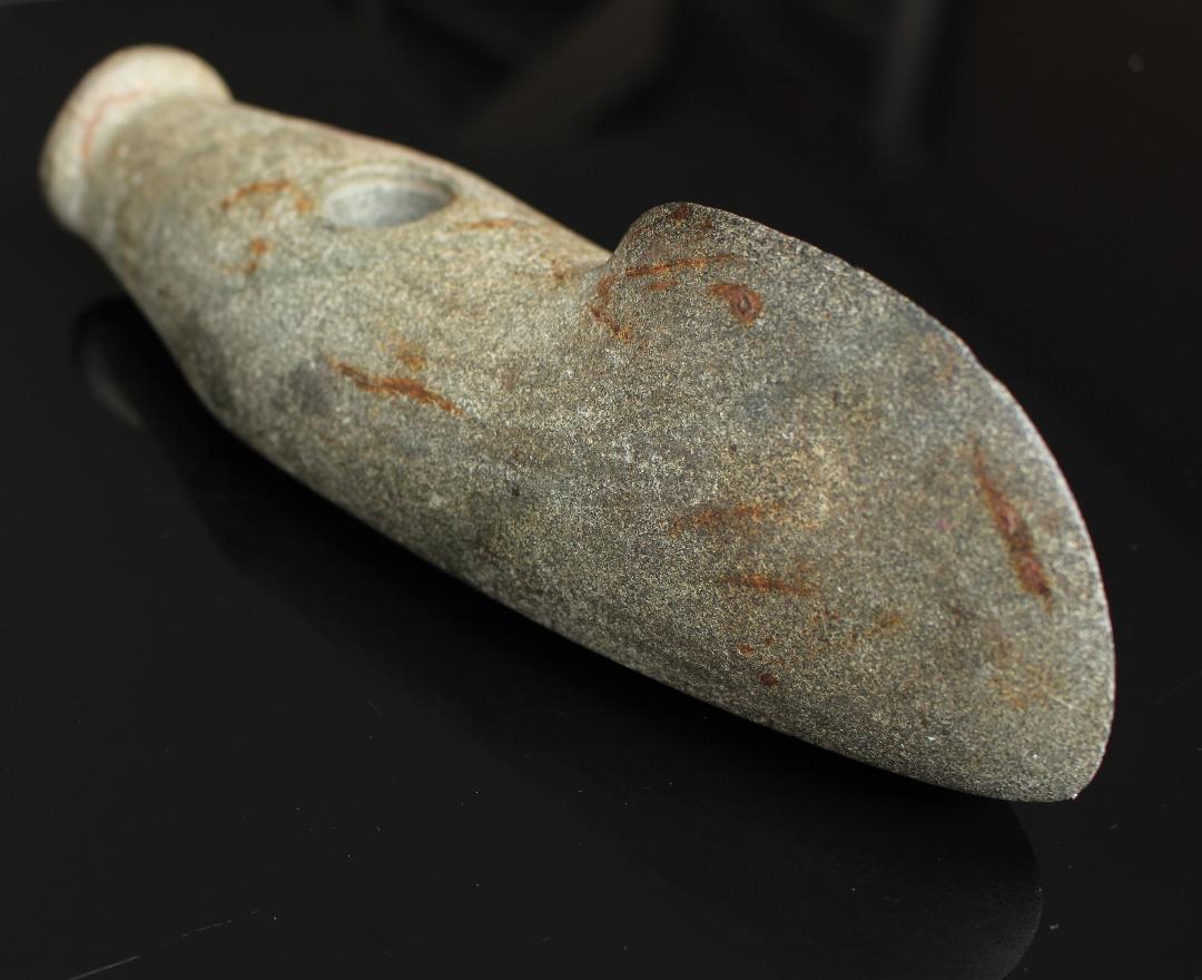 A VERY RARE FATJANOVO CULTURE STONE BATTLE AXE - Image 4 of 5