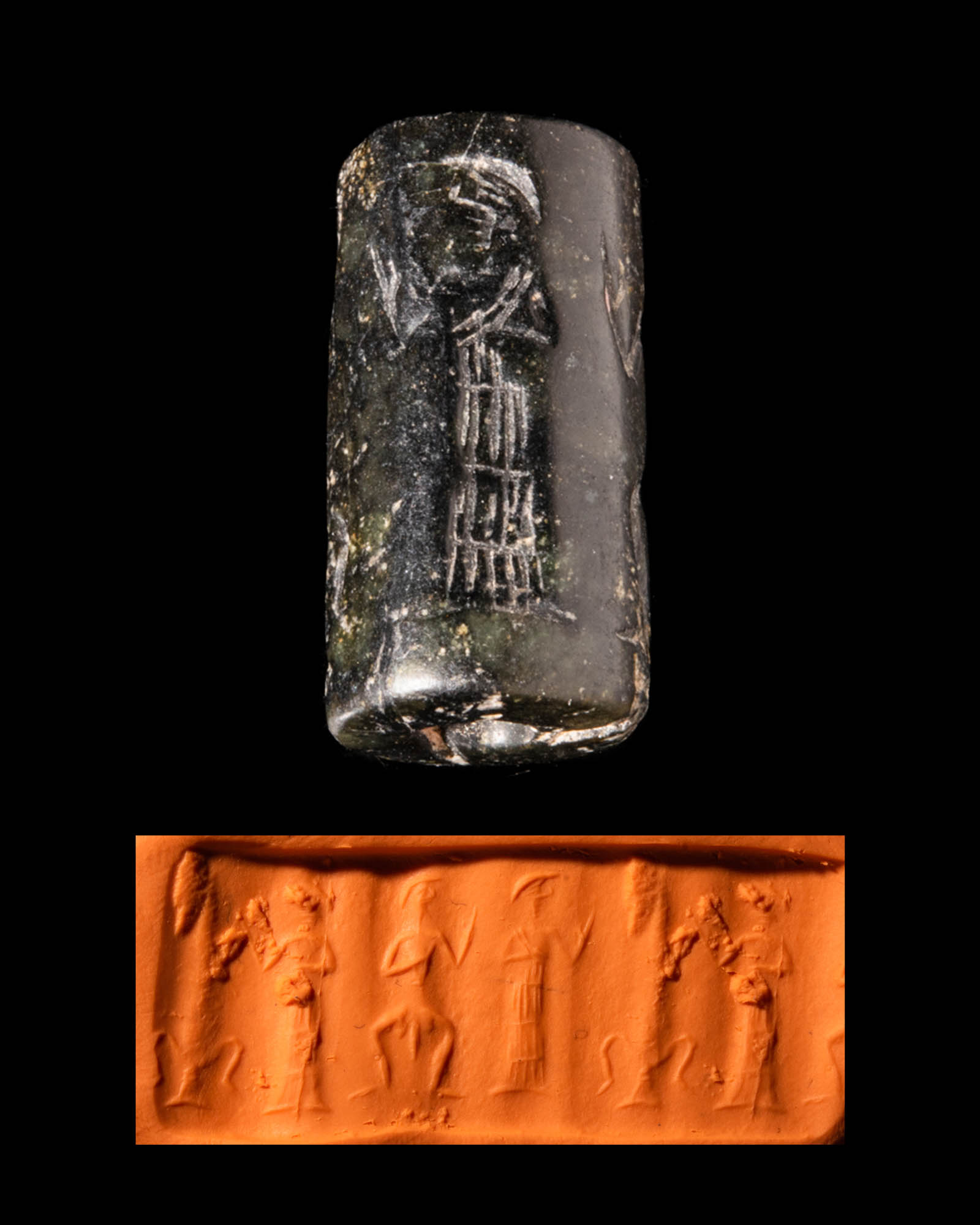 SUMERIAN BLACK STONE CYLINDER SEAL- ORIGINAL LAMBERT REPORT