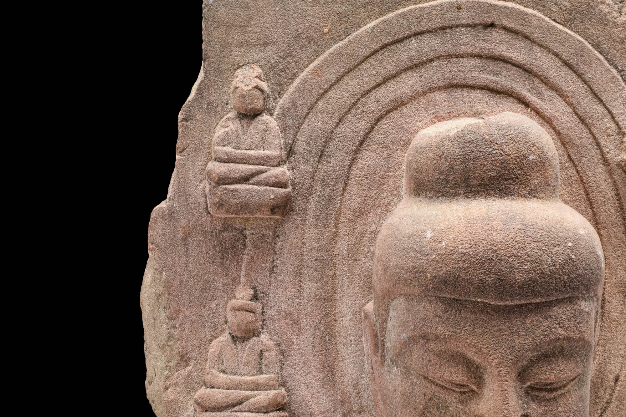 CHINESE MING DYNASTY STONE BUDDHA HEAD WITH HALO - Image 4 of 6