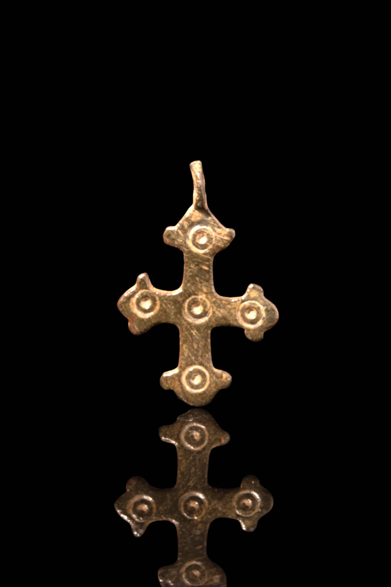 BYZANTINE BRONZE CROSS PENDANT REPRESENTING THE FIVE WOUNDS OF CHRIST