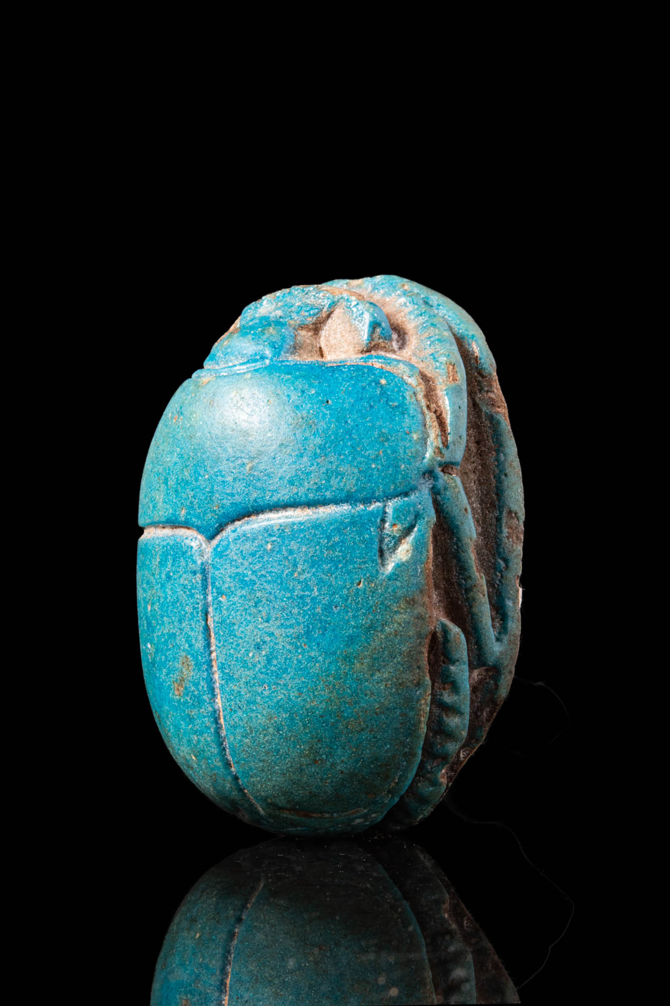 HUGE EGYPTIAN FAIENCE SCARAB WITH CARTOUCHE OF TUT - ANCH - AMON - Image 3 of 4