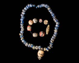 PHOENICIAN GLASS BEADED NECKLACE AND BRACELET