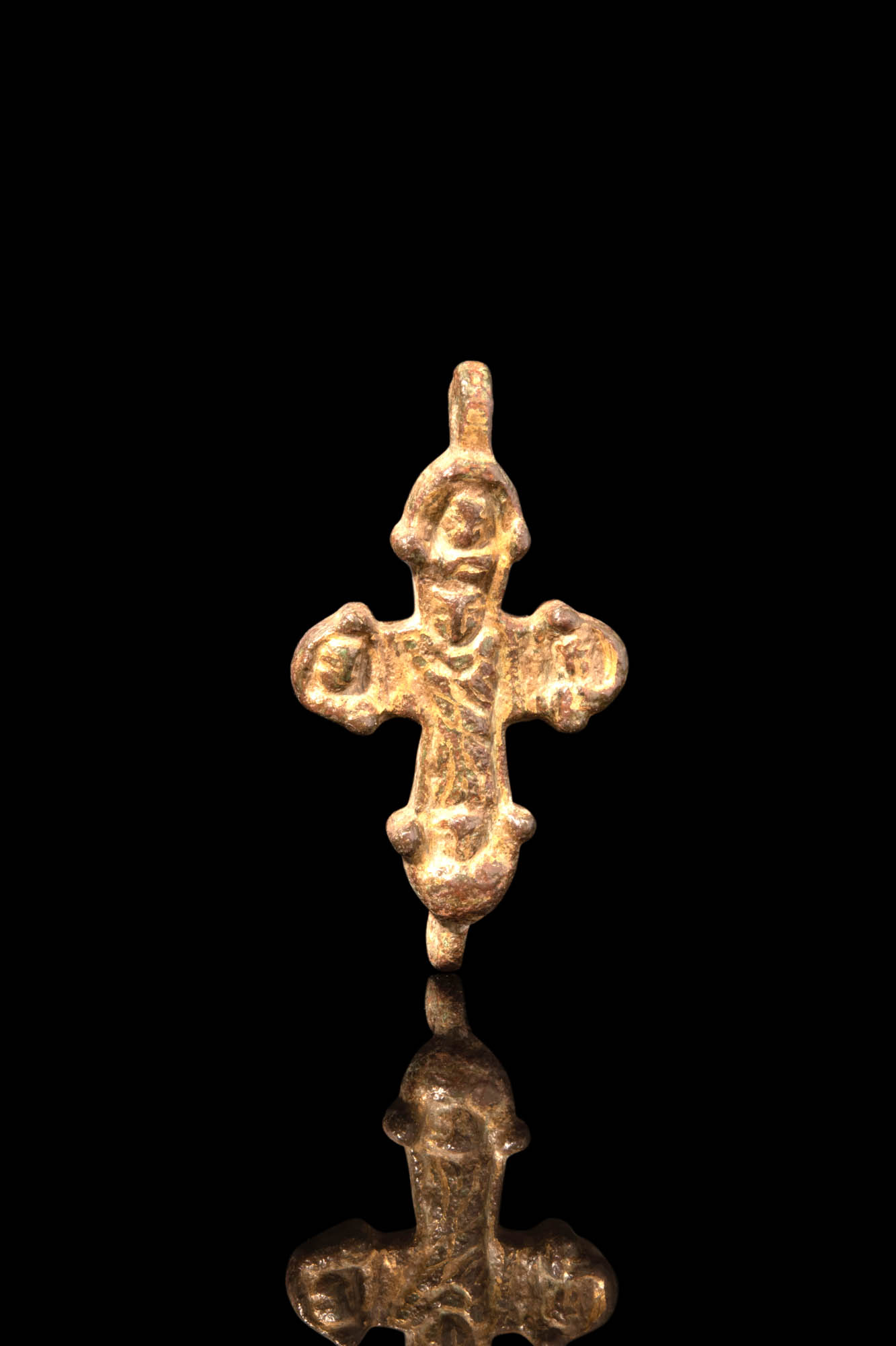 BYZANTINE BRONZE CROSS PENDANT DECORATED WITH CRUCIFIX