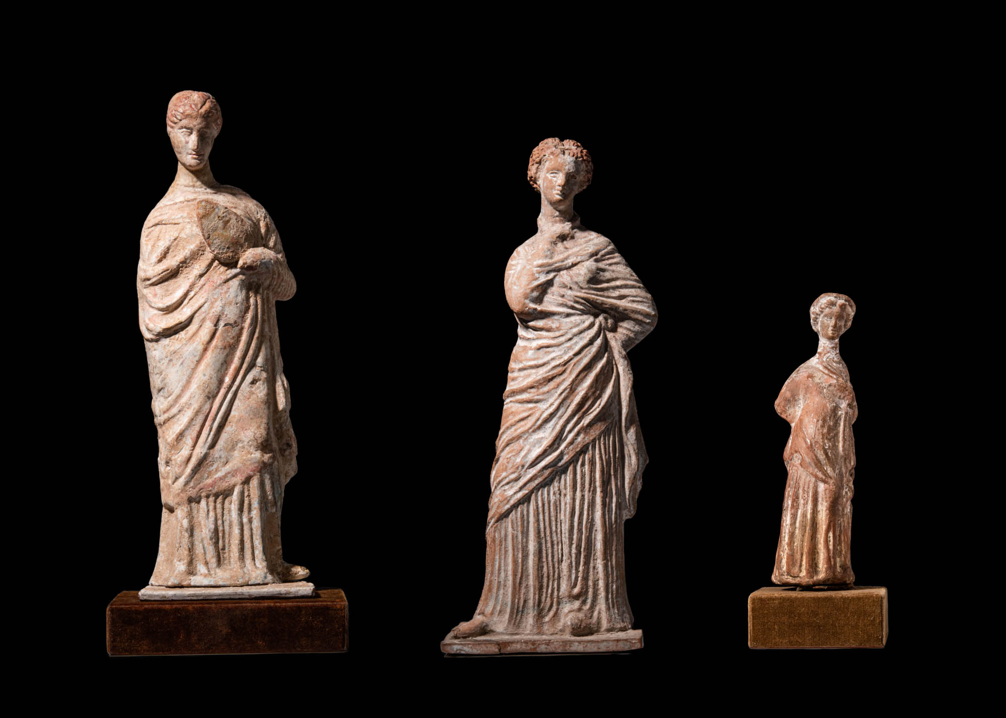 COLLECTION OF THREE GREEK TANAGRA STATUETTES