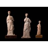 COLLECTION OF THREE GREEK TANAGRA STATUETTES