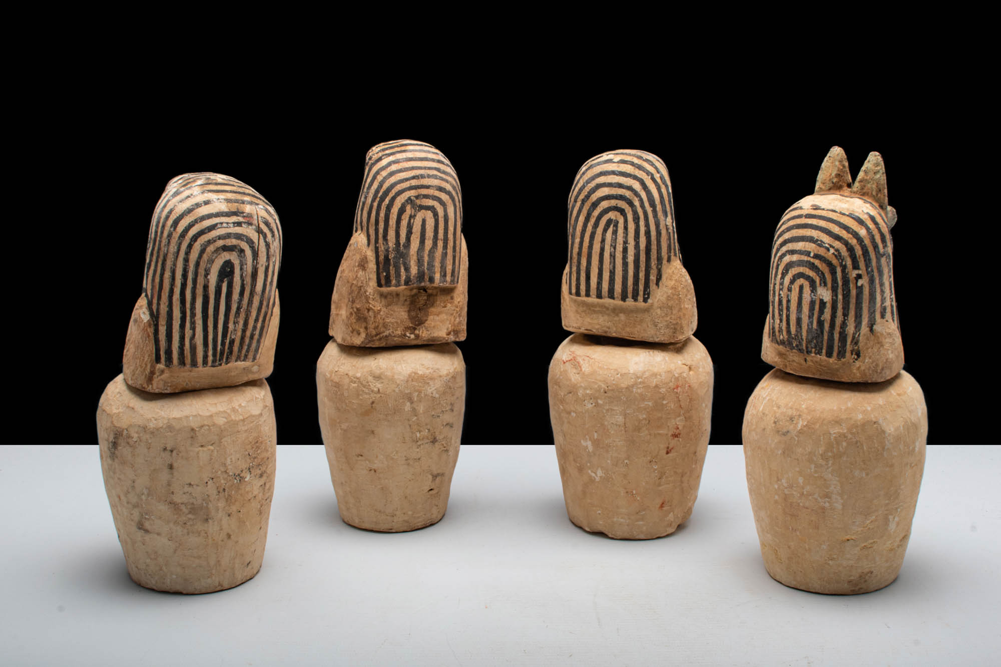 RARE EGYPTIAN STONE AND WOOD PSEUDO-CANOPIC JARS - Image 3 of 6