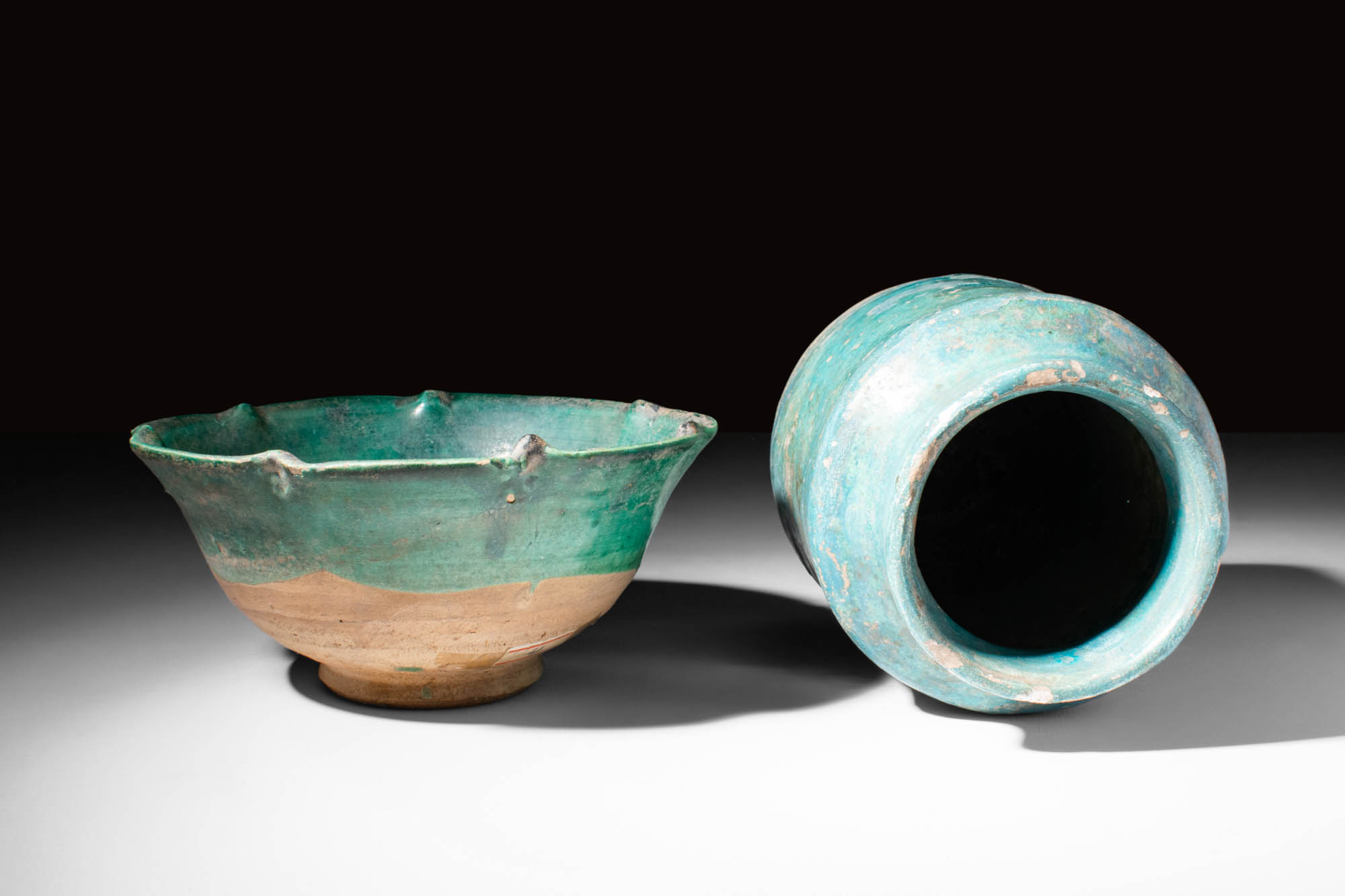 PAIR OF SELJUK GREEN GLAZED VESSELS - Image 4 of 5