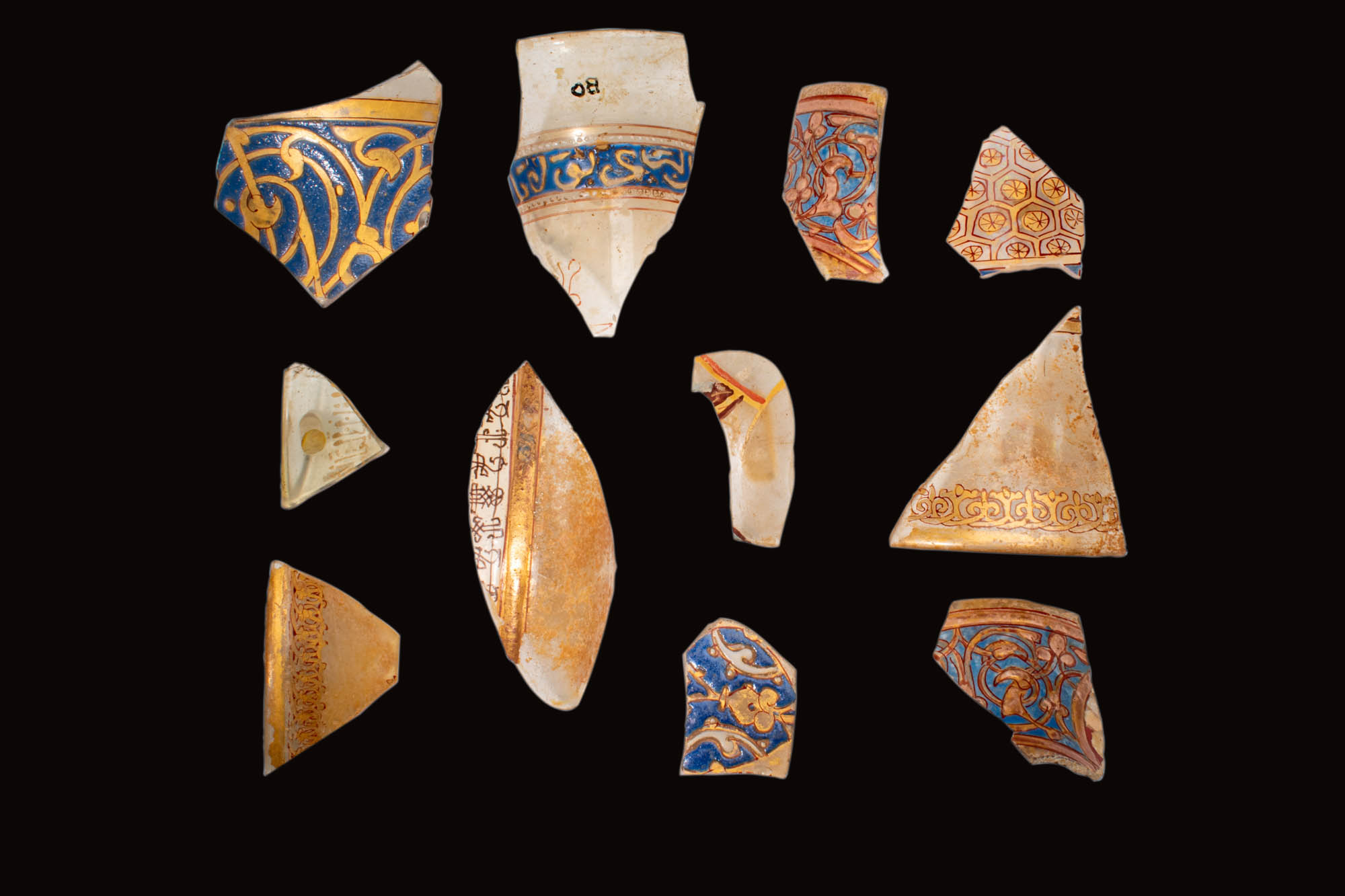 MEDIEVAL MAMLUK GLASS LAMP FRAGMENTS