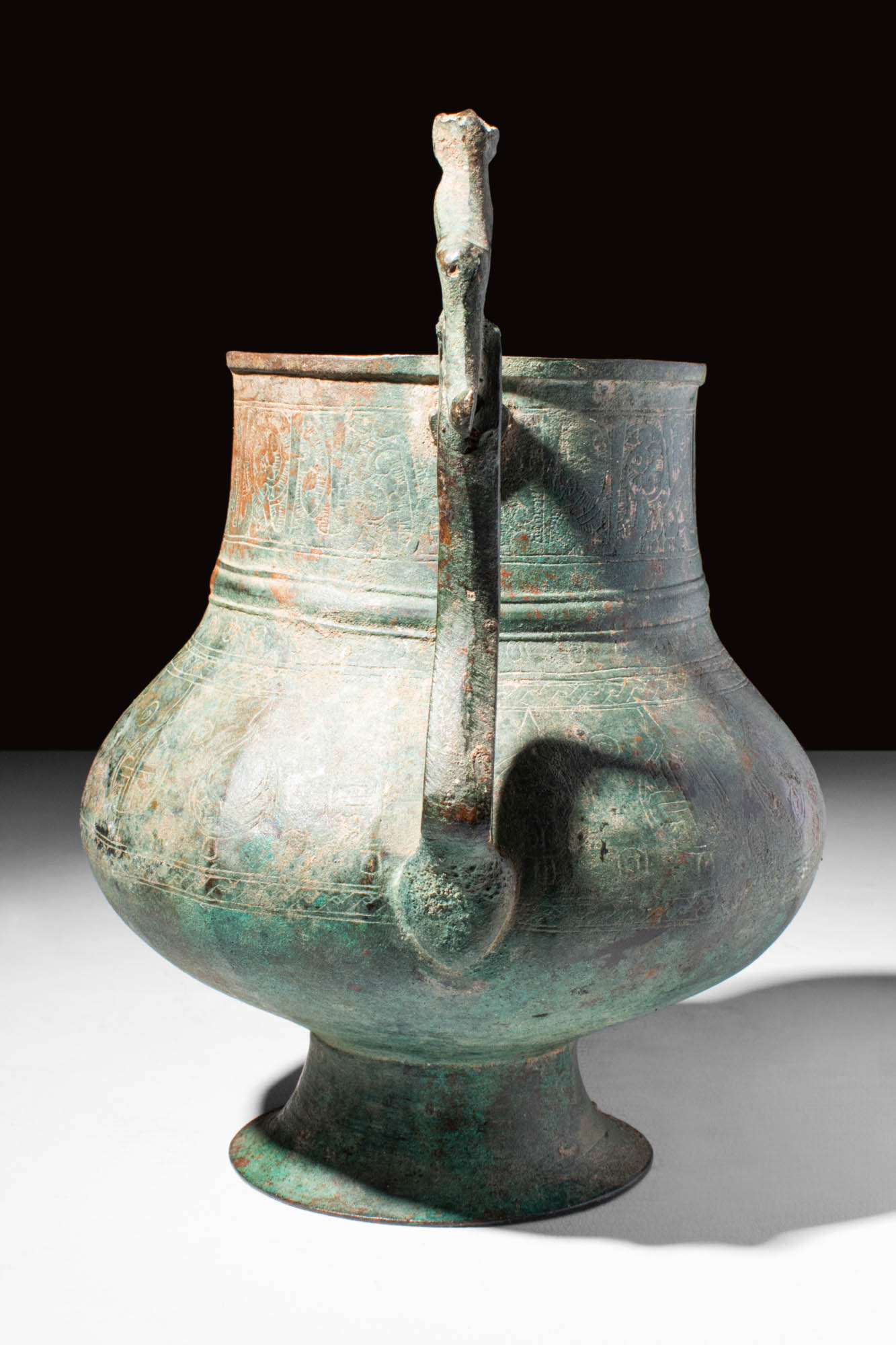 MEDIEVAL SELJUK BRONZE JUG WITH ANIMAL SHAPED HANDLE - Image 4 of 6