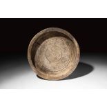 MEDIEVAL SELJUK BRONZE COPPER INLAID CIRCULAR TRAY