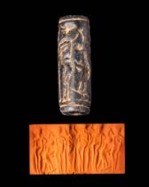 SUMERIAN BLACK STONE CYLINDER SEAL