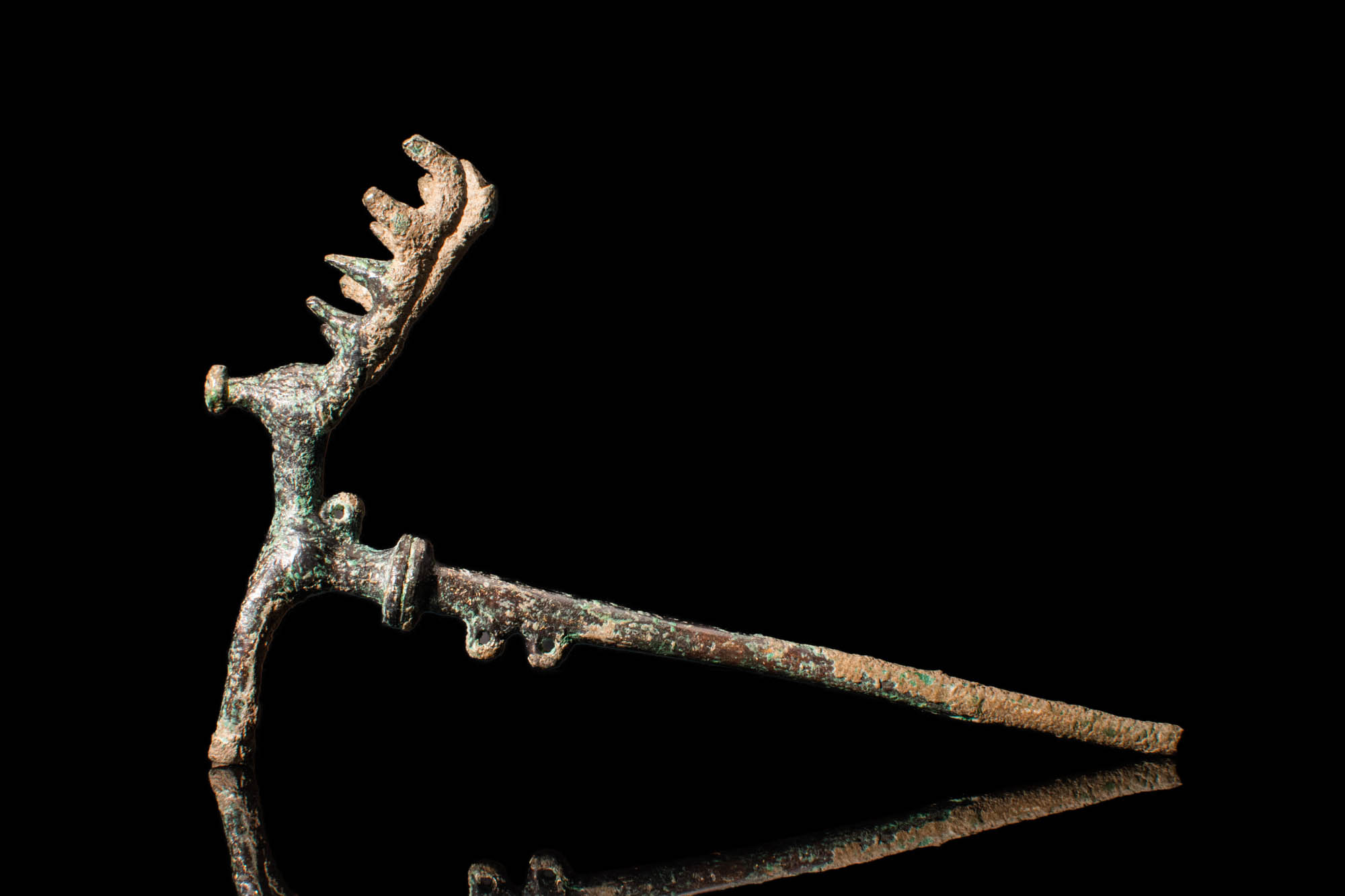 WESTERN ASIATIC BRONZE PIN WITH A STAG
