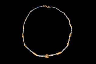 MESOPOTAMIAN LAPIS LAZULI AND GOLD NECKLACE