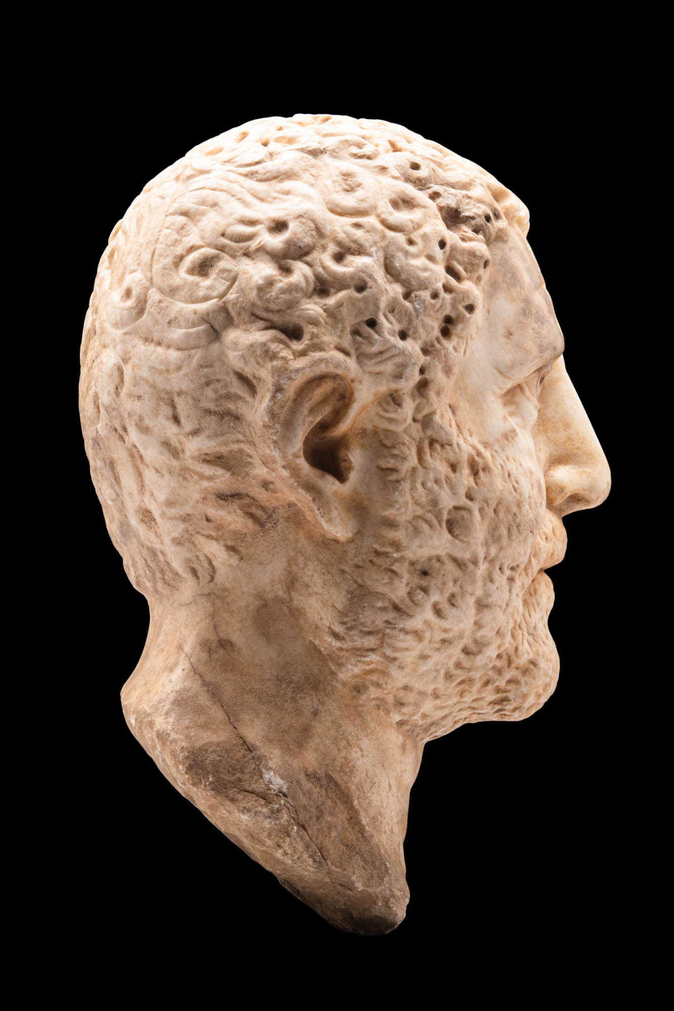 ROMAN MARBLE HEAD OF A BEARDED MAN - Image 5 of 7
