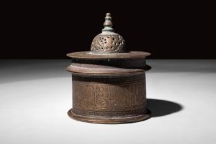 MEDIEVAL SELJUK BRONZE DECORATED INKWELL