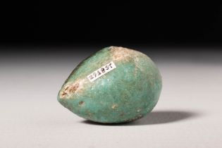 EGYPTIAN FAIENCE GREEN GLAZED MODEL OF A FIG