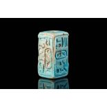 EGYPTIAN FAIENCE CUBOID SEAL WITH FOUR SIDES INSCRIBED