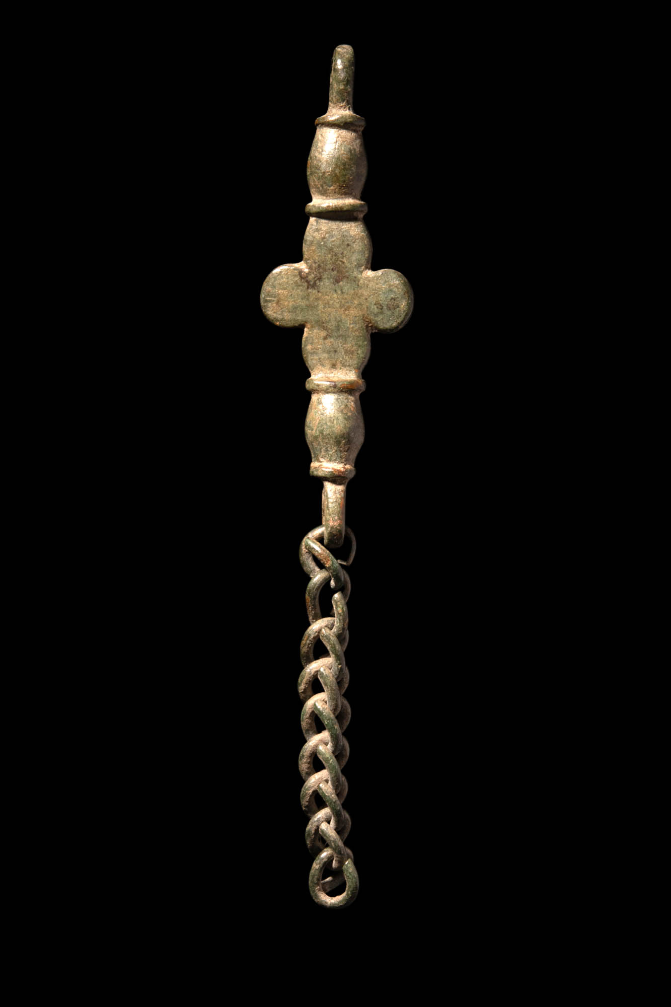 BYZANTINE BRONZE CROSS WITH CHAIN - Image 2 of 2
