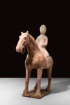 CHINESE TANG DYNASTY HORSE AND FEMALE RIDER