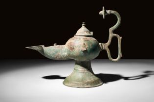 MEDIEVAL SELJUK BRONZE OIL LAMP