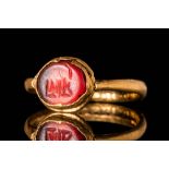 JAVANESE GOLD INTAGLIO RING WITH INSCRIPTION