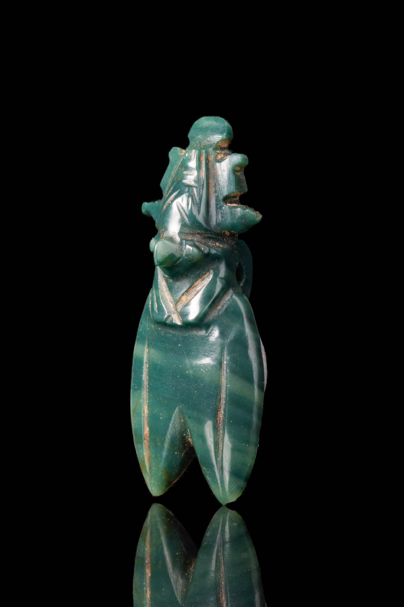 EGYPTIAN CROWNED HORUS/CICADA JADE AMULET - Image 2 of 3