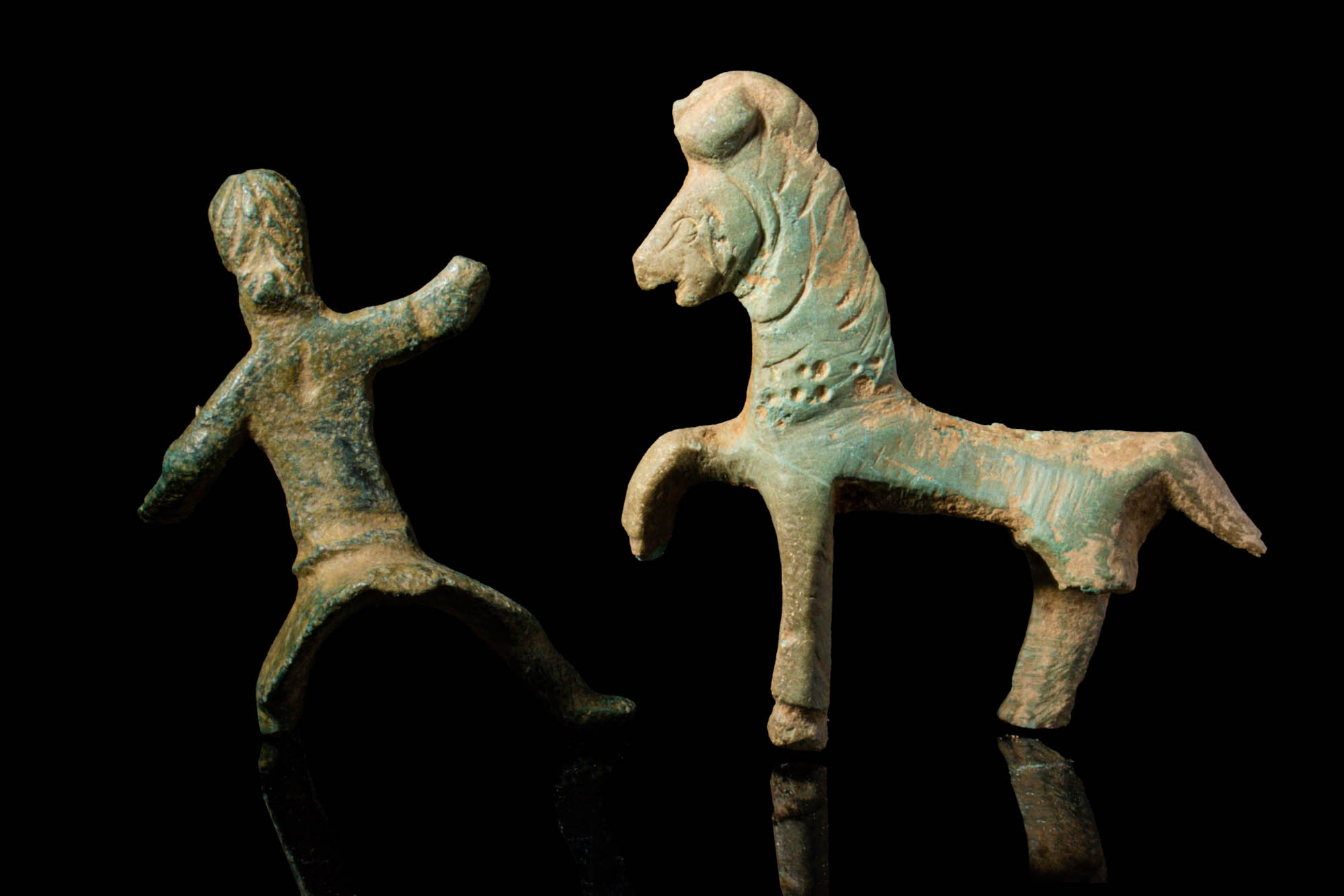 CELTIC BRONZE STATUETTES OF HORSE AND RIDER - Image 3 of 3