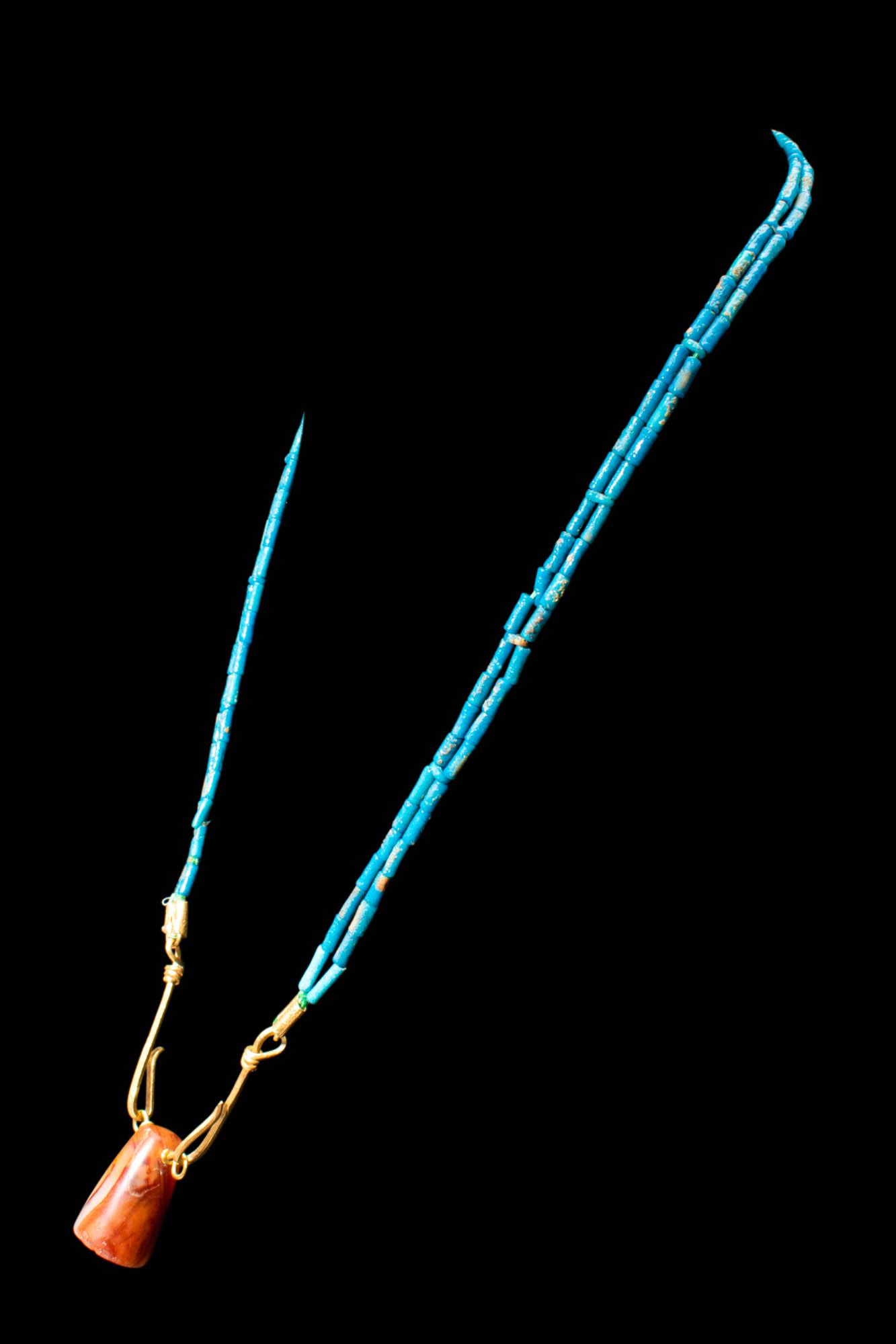 EGYPTIAN FAIENCE GOLD AND CARNELIAN NECKLACE - Image 3 of 5