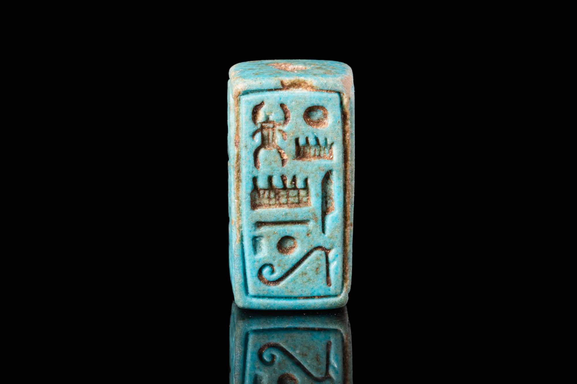 EGYPTIAN FAIENCE CUBOID SEAL WITH FOUR SIDES INSCRIBED - Image 3 of 3