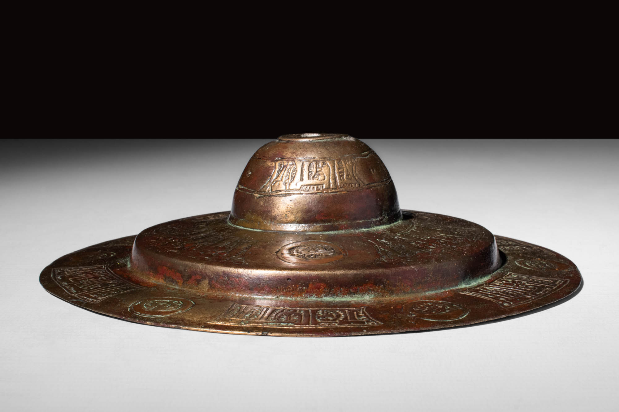 MEDIEVAL SELJUK COPPER DECORATED BUCKLER - Image 4 of 4