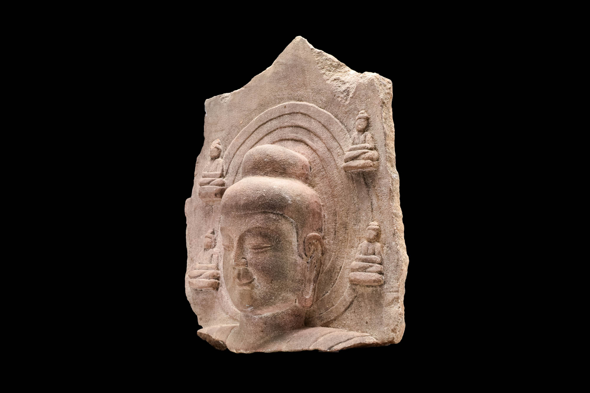 CHINESE MING DYNASTY STONE BUDDHA HEAD WITH HALO - Image 2 of 6