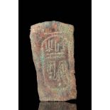 EGYPTIAN BRONZE FRAGMENT WITH A CARTOUCHE OF RAMESSESE II